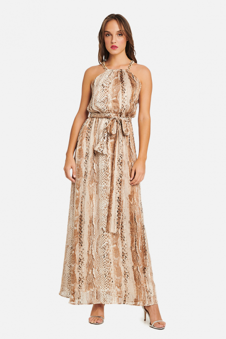 Φόρεμα maxi μουσελίνα φίδι με lurex 