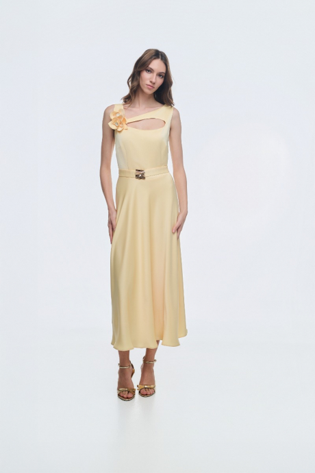 Φόρεμα butter yellow με ζώνη 