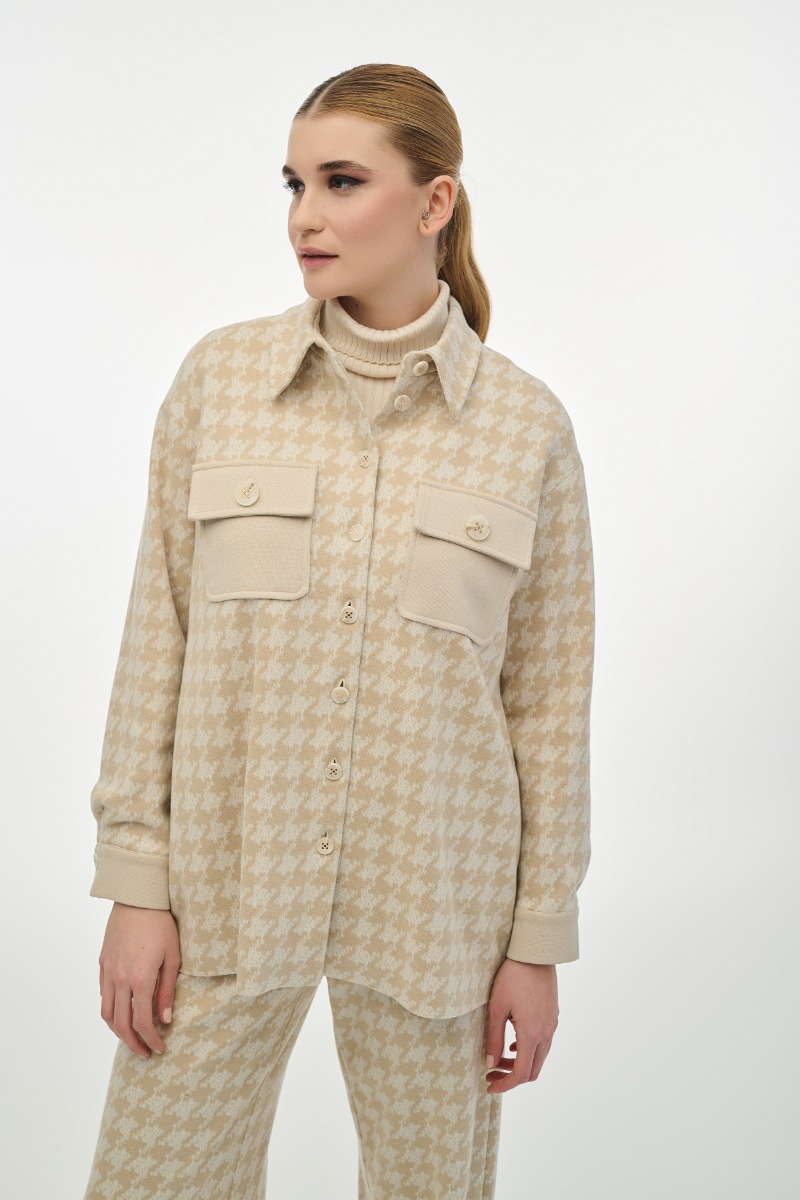 Οvershirt pied de poule  Οvershirt pied de poule