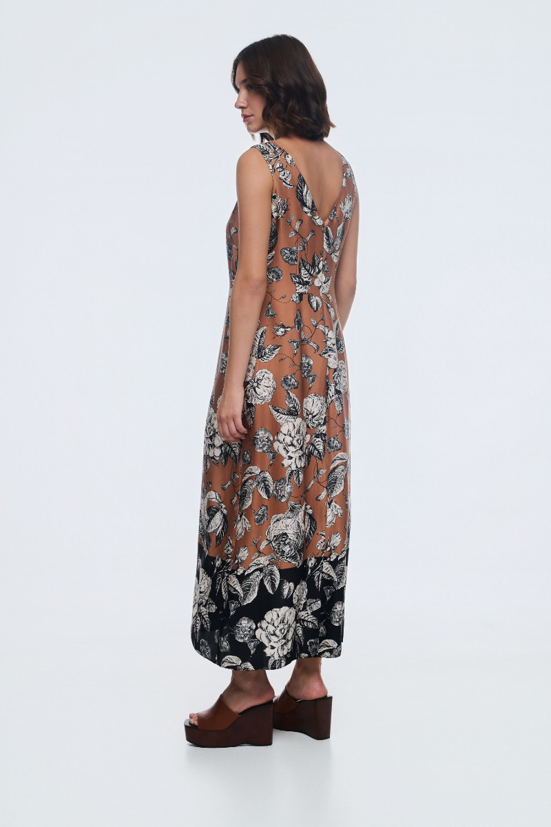 Φόρεμα φλοράλ δίχρωμο απο βισκόζη 