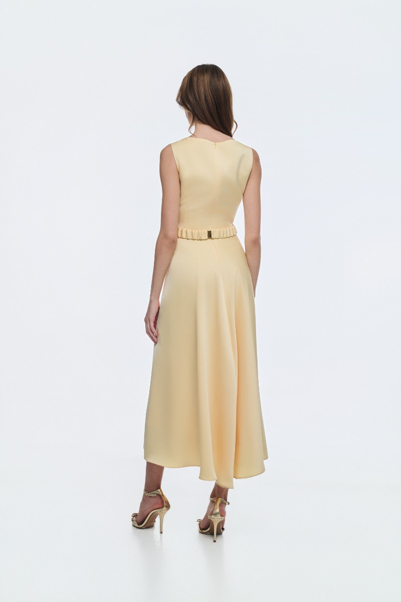 Φόρεμα butter yellow με ζώνη 