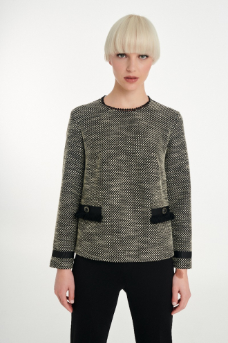 Μπλούζα tweed με τσεπάκια 
