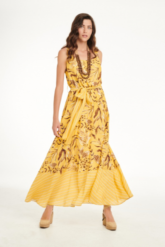 Φόρεμα λινό maxi floral 